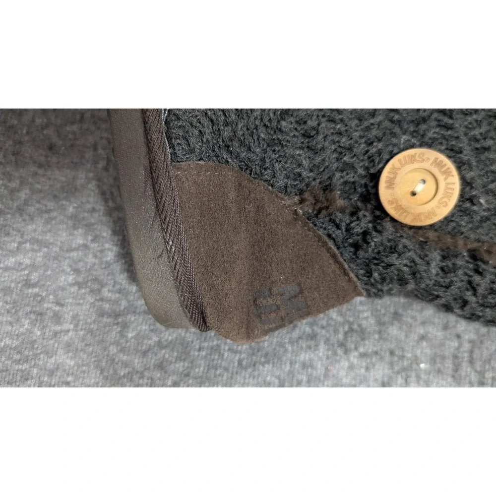 Muk Luks Boots Womens‎ 9 Gray Boho Suede  Brown Faux Fur Crotchet Sweater Boots